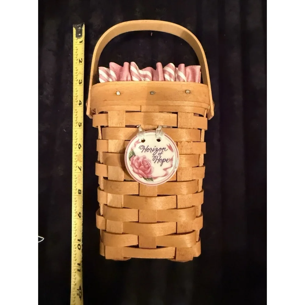 1998 Longaberger Horizon of Hope Basket w/‎ Protector/Liner and Tie On